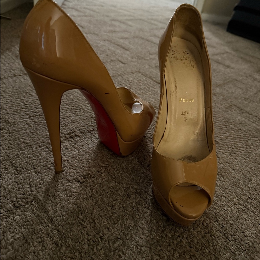 Christian louboutin peep 160 beige 39.5 used